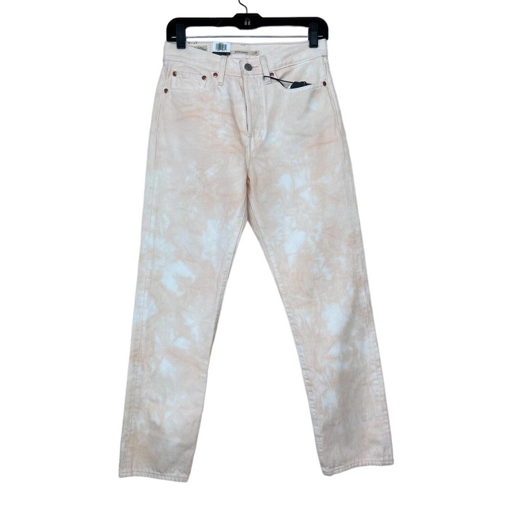 NEW Levis Wedgie Straight Jeans High Rise Denim Tie Dye Button Fly Pink Peach 27 - Picture 2 of 12